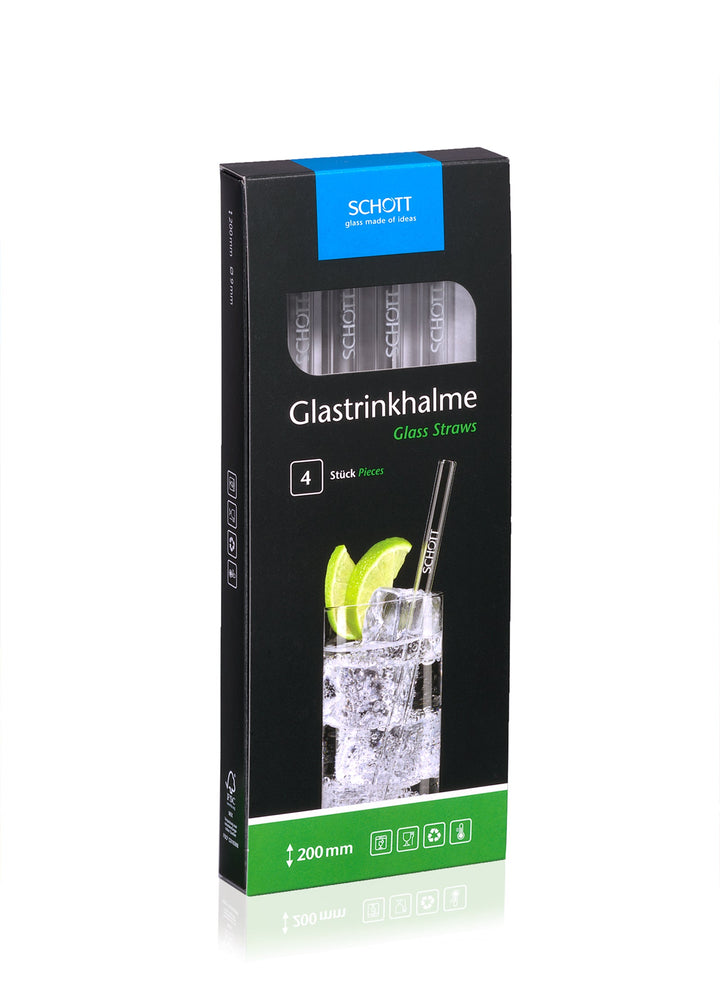 Schott Glass Straws 200mm (7.8 inch) - Pack of 4