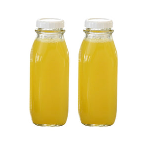 16-oz Clear Glass Milk Bottle with Lid