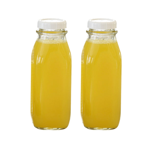 16-oz Clear Glass Milk Bottle with Lid